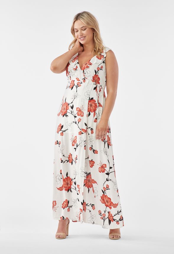 Wrap Front Maxi Dress in WHITE MULTI - Get great deals at JustFab