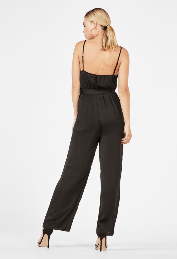 Surplice Front Jumpsuit in Black - Get great deals at JustFab