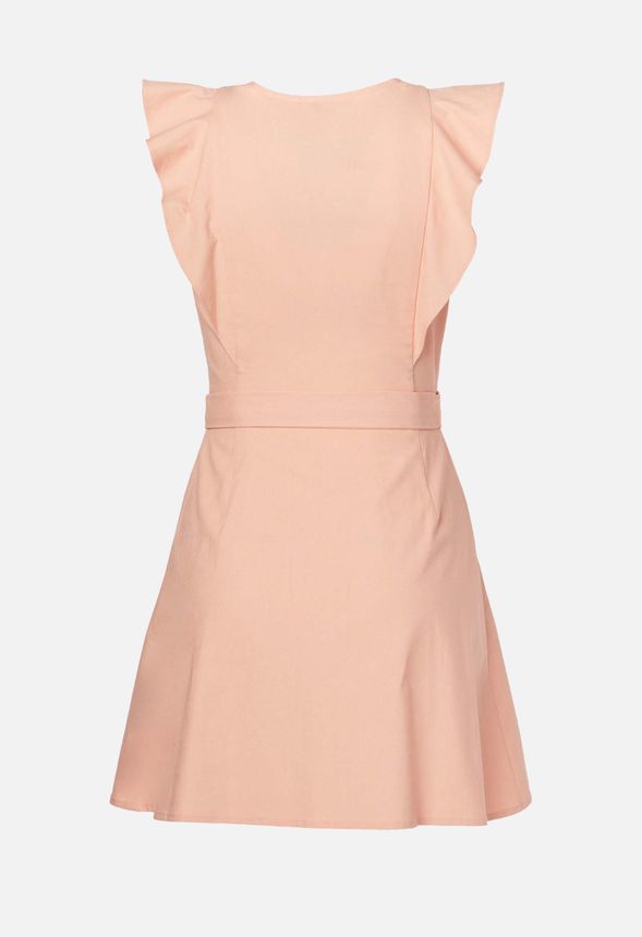 Ruffle Wrap Mini Dress Plus Size in Peach - Get great deals at JustFab