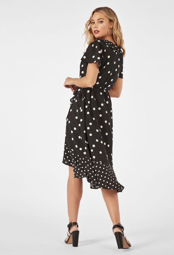 womens polka dot wrap dress