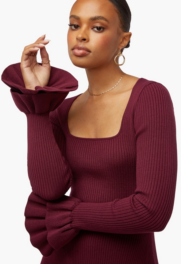 Ruffle Sleeve Sweater Dress