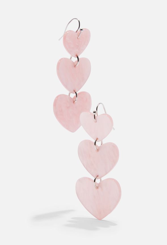 Heart Drop Earrings Bags & Accessories in Pink - Get great deals at JustFab