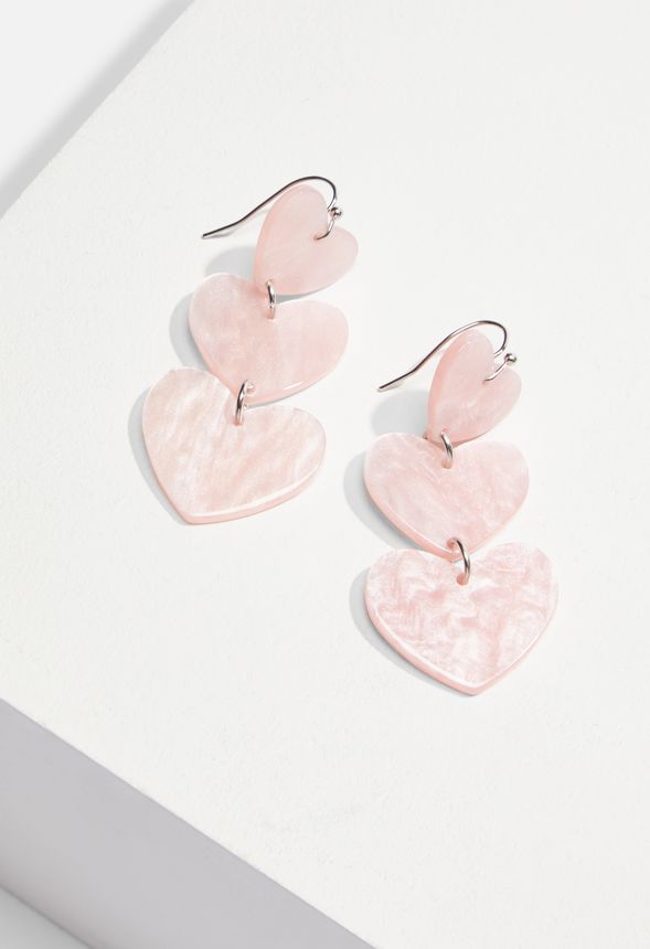 Heart Drop Earrings Bags & Accessories in Pink - Get great deals at JustFab