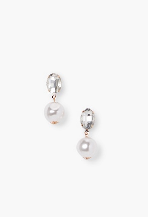 Rhinestone Stud With Pearl Drop Earrings