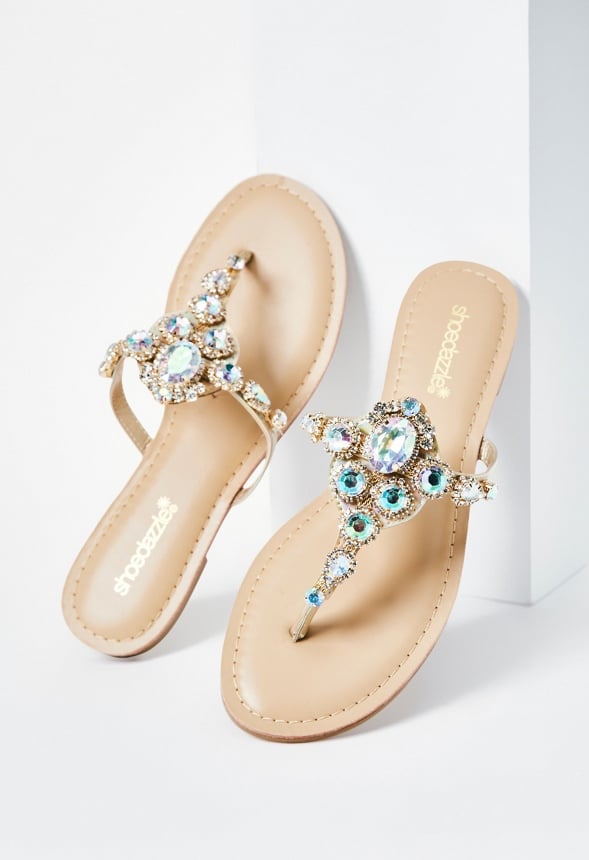 Delisa Jeweled Flat Sandal