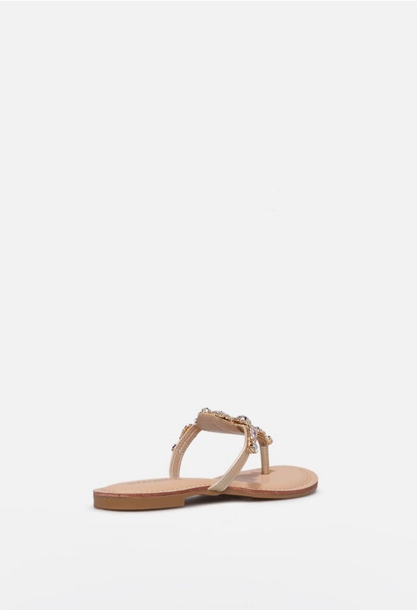 Delisa Jeweled Flat Sandal