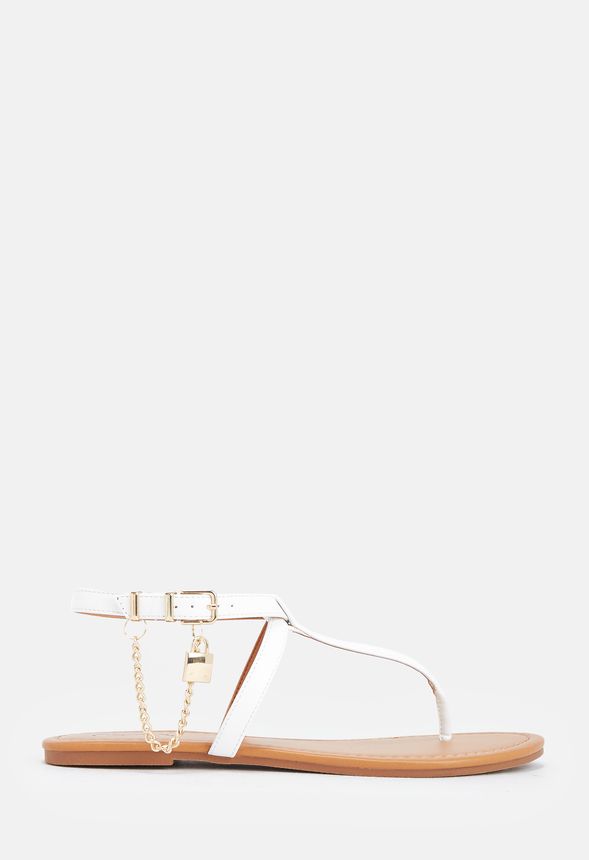 Gabriela Flat Sandal in White - Get great deals at JustFab