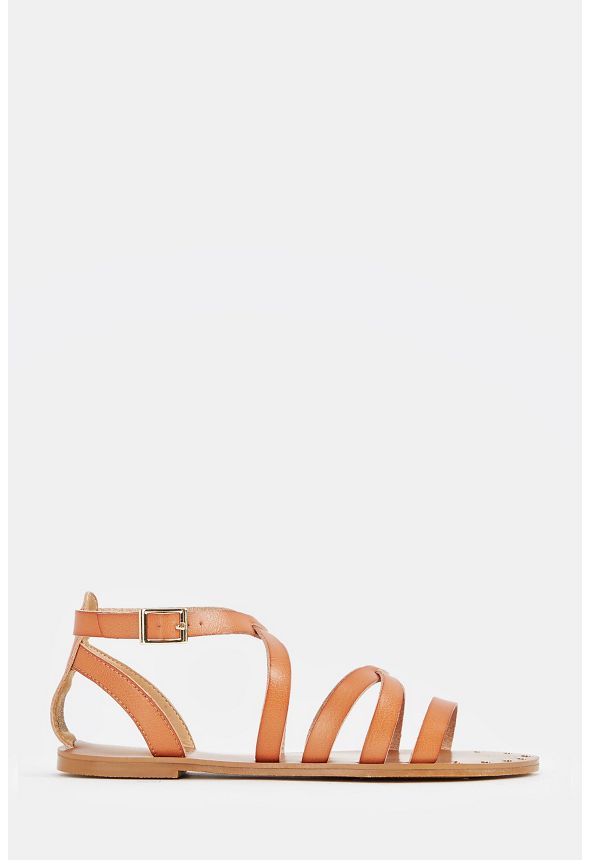 Carine Strappy Sandal in Cognac - Get great deals at JustFab