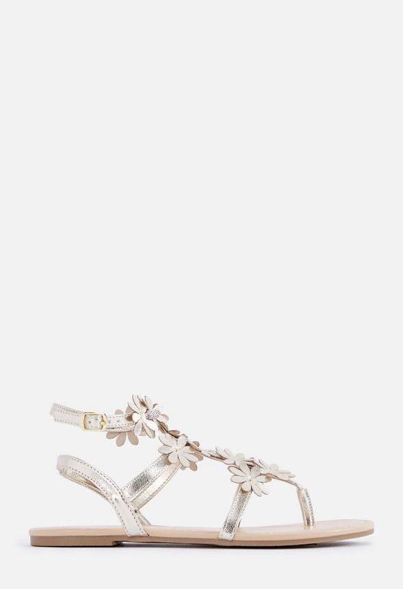 Mindie Flat Sandal in Champagne - Get great deals at JustFab