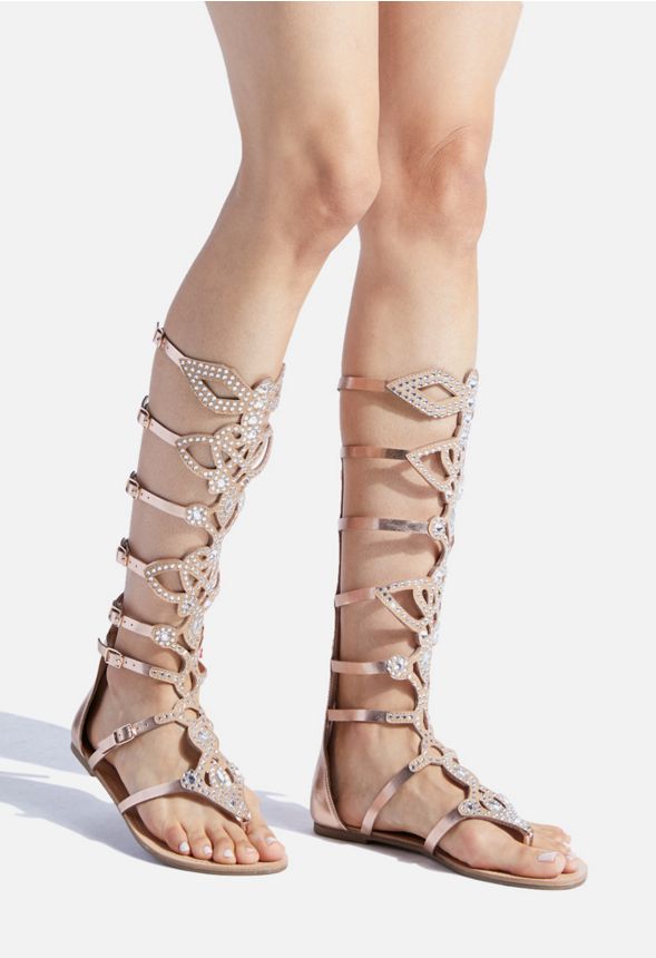 Cacie Jeweled Gladiator Sandal in Rose Gold - Get great deals at JustFab