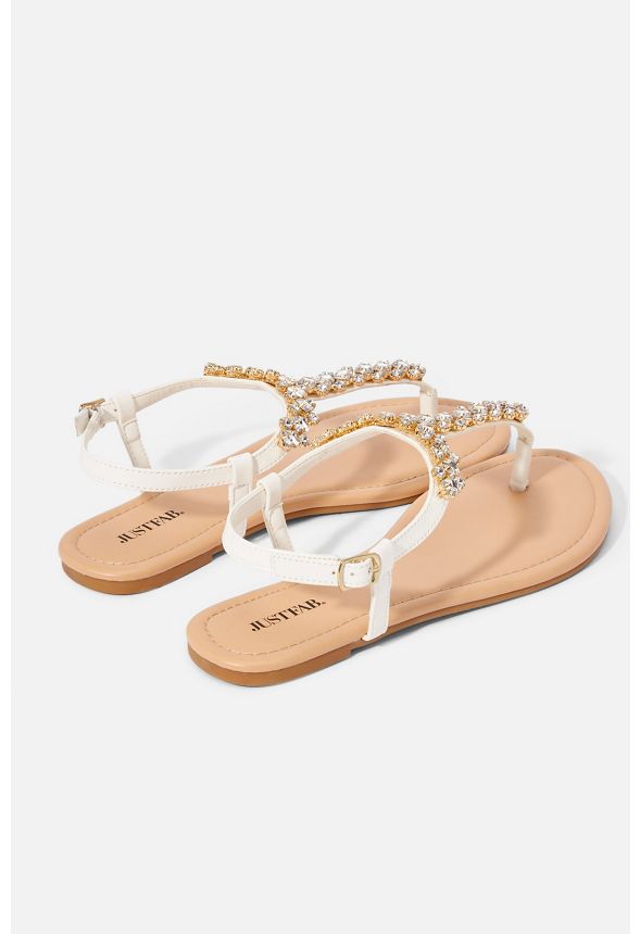 Margarete Embellished Flat Sandal in Margarete Embellished Flat Sandal Get great deals at JustFab