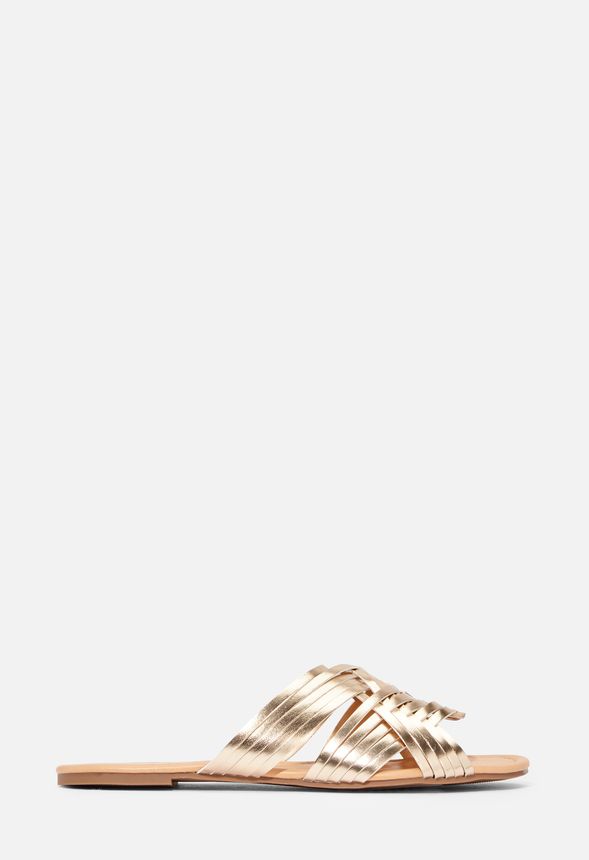 Dayna Woven Slide Sandal in Champagne - Get great deals at JustFab