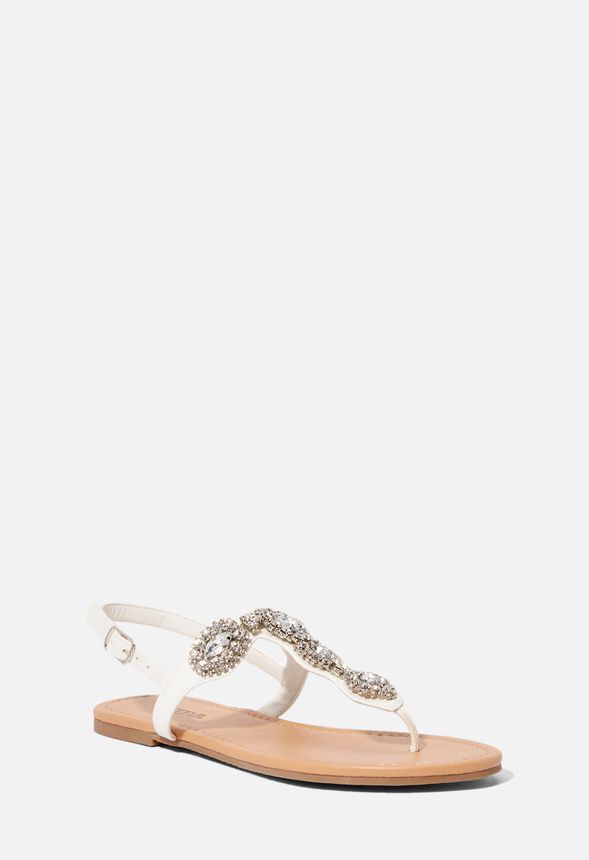 Glimmer Girl Embellished Thong Sandal in White Get great deals at JustFab