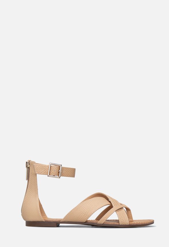 Julie Strappy Flat Sandal in Tan - Get great deals at JustFab