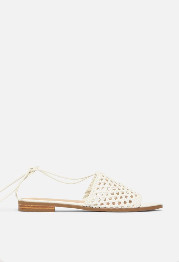 Rikky Lace-Up Woven Sandal in White - Get great deals at JustFab