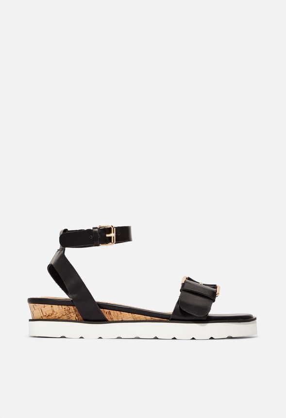 Off Duty Flat Sandal in Black - Get great deals at JustFab