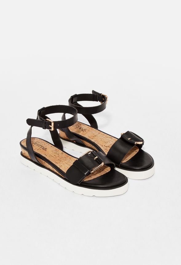 Off Duty Flat Sandal in Black - Get great deals at JustFab
