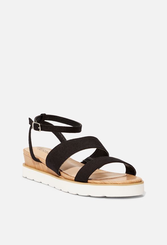 Soles On Fire Wedge Sandal in Black - Get great deals at JustFab