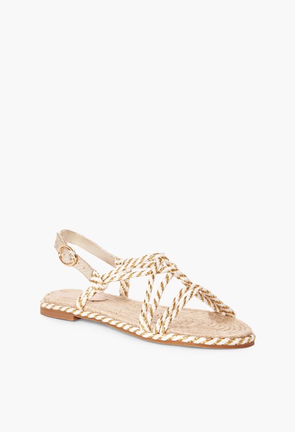 Criss Cross Flat Sandal in Gold - Get great deals at JustFab