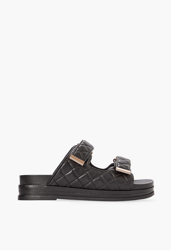 Rhea Flatform Sandal in Black - Get great deals at JustFab