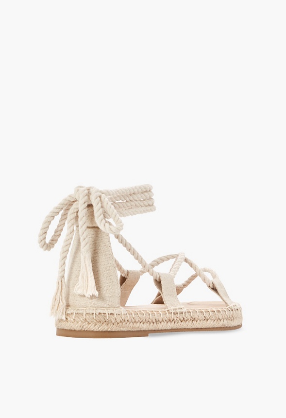 Trista Lace-Up Flat Sandal in Natural - Get great deals at JustFab