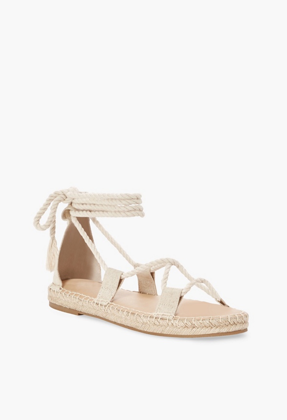 Trista Lace-Up Flat Sandal in Natural - Get great deals at JustFab