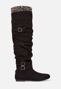 knee high boots with sweater cuff