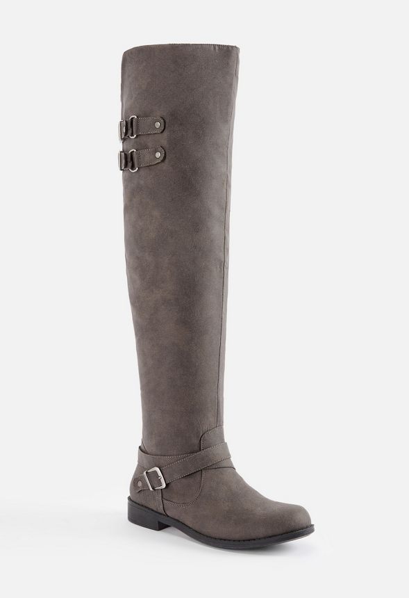 grey leather riding boots