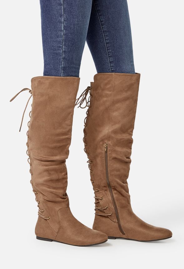 Marian Lace-Up Back Over-The-Knee Boot in Taupe - Get great deals at ...