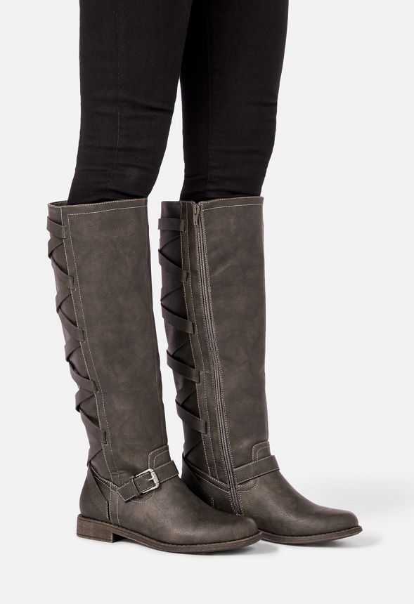 Arleigh Corset Back Boot in Charcoal - Get great deals at JustFab