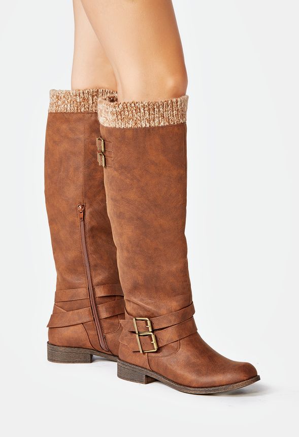 flat cognac boots