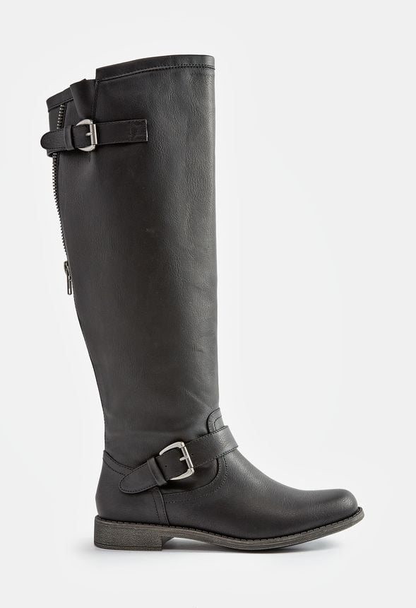 Bayley Flat Boot in Black M - Get great deals at JustFab
