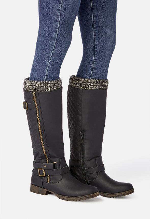 knee high boots with sweater cuff
