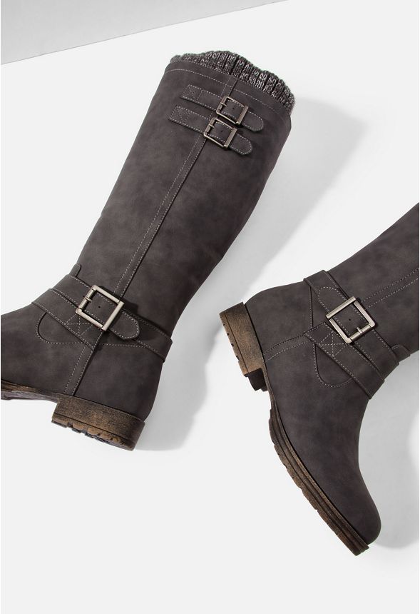 knee high boots with sweater cuff