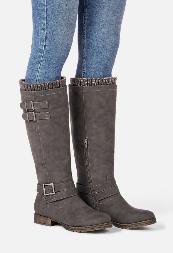 Rubie Sweater Cuff Boot in Gray - Get great deals at JustFab