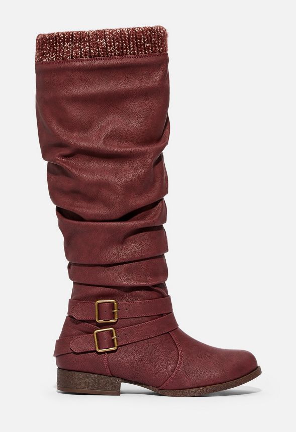 knee high boots with sweater cuff
