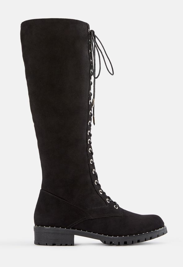 Ramona Over-The-Knee Lace-Up Boot in Black Faux Suede - Get great deals ...