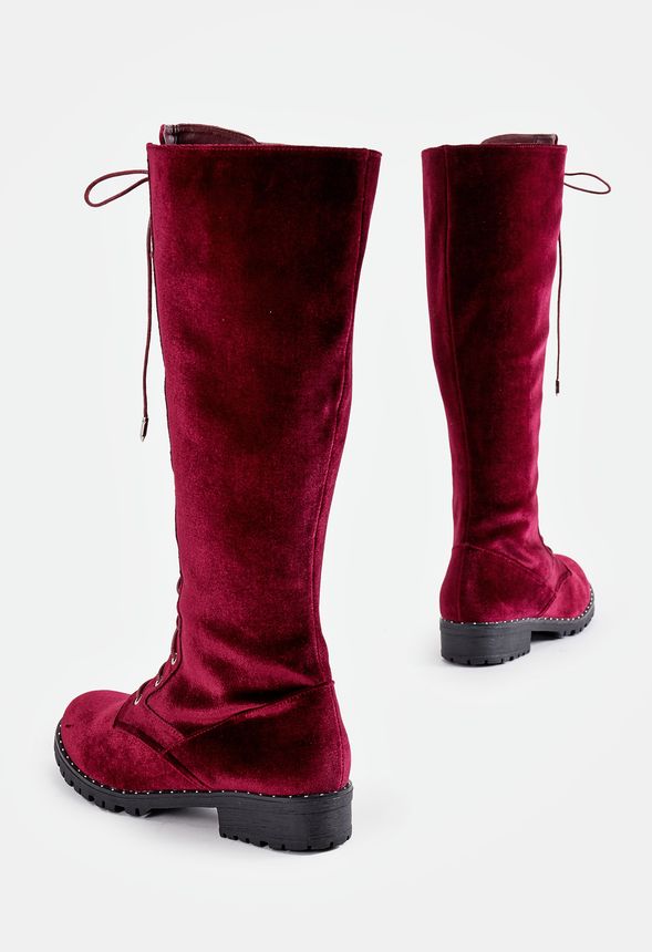 Ramona Over-The-Knee Lace-Up Boot in Burgundy - Get great deals at JustFab