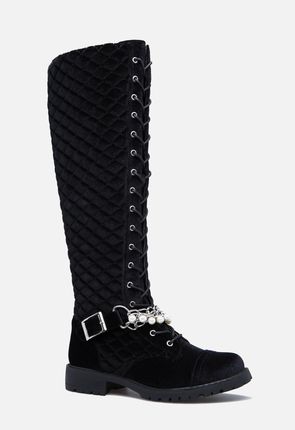 Just Fab Luxe Faux Leather Lace Up Knee High Black 4" Heel Boots Size 7&10 NEW