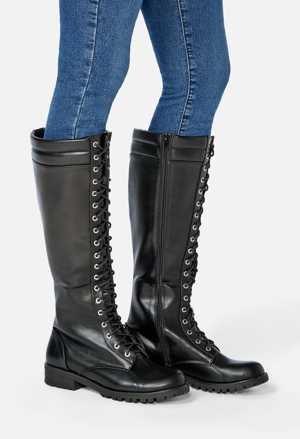 Cecily Lace-Up Tall Boot in Black - Get great deals at JustFab