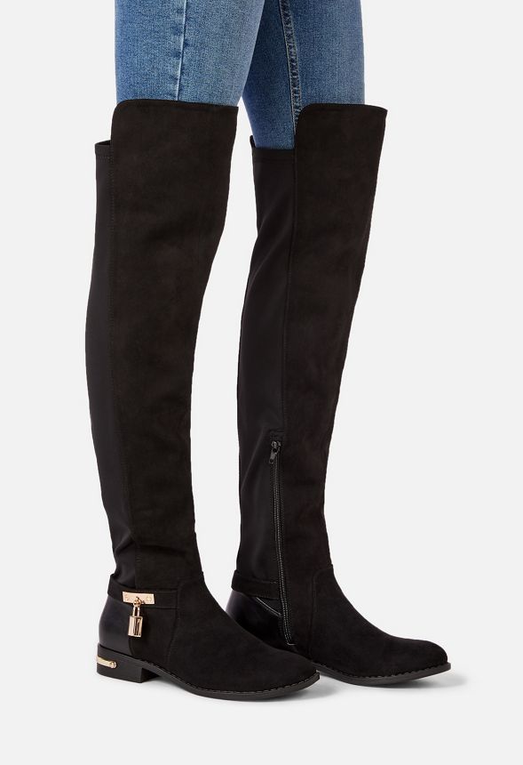 Shaelynne Over The Knee Riding Boot in Black - Get great deals at JustFab