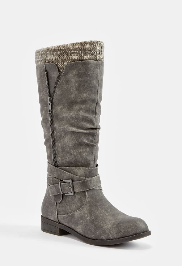 grey sweater cuff boots