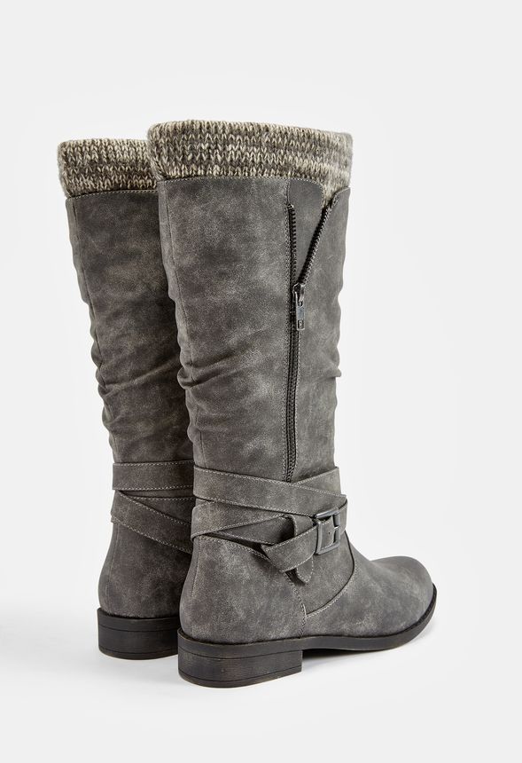 grey sweater cuff boots