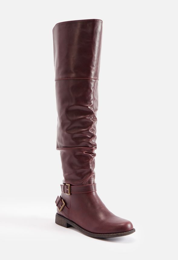 burgundy wide calf over the knee boots