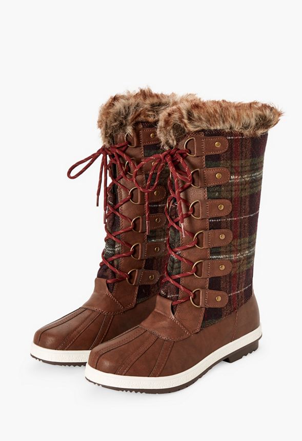 Marley Quilted Faux Fur Snow Boot in Brown Multi - Get great deals at ...