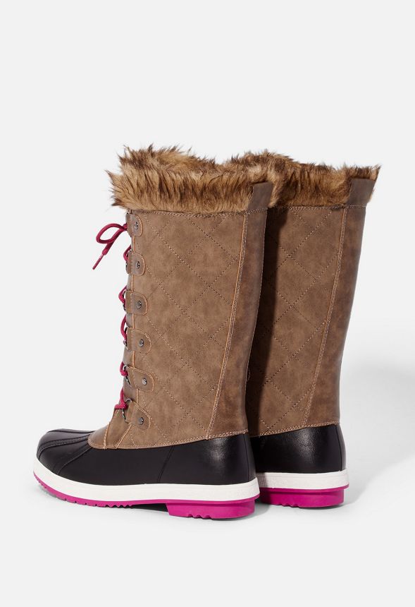 Marley Quilted Faux Fur Snow Boot In Taupeberry Get Great Deals At Justfab 