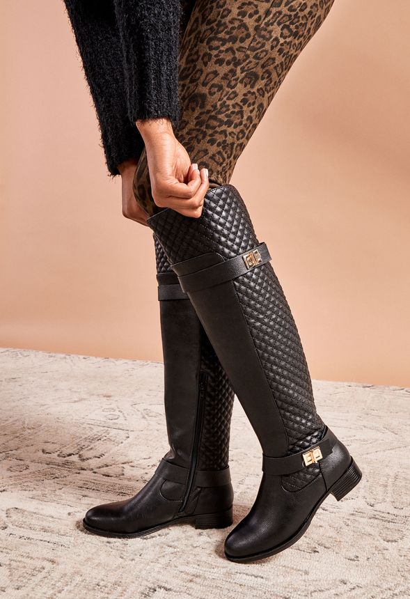 quilted wide calf boots