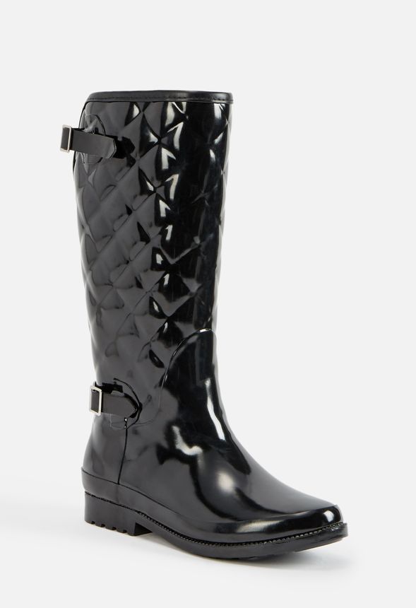 Reignah Quilted Rain Boot in Black - Get great deals at JustFab