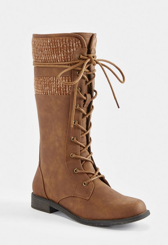 sweater lace up boots