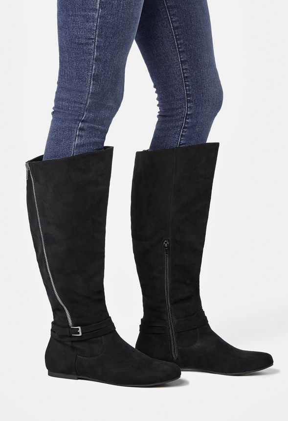 Dionna Asymmetric Riding Boot in Black - Get great deals at JustFab